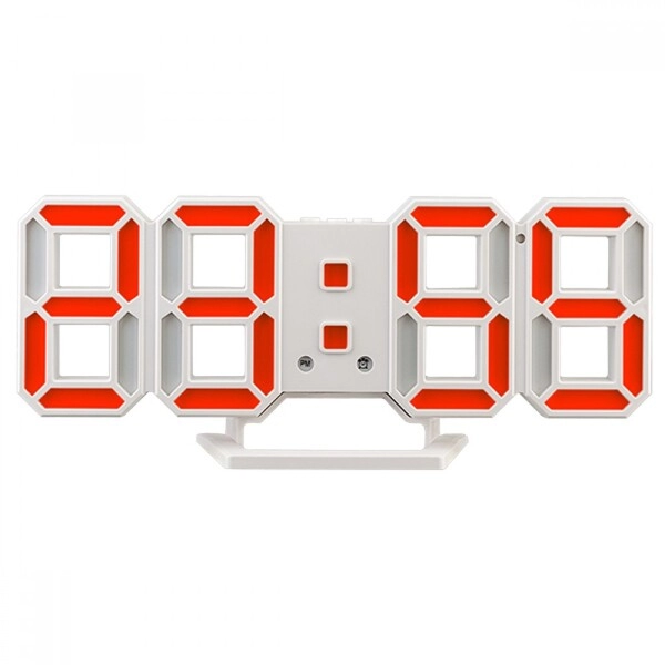 Часы LED (белый корпус-красная  подсветка)(4923)